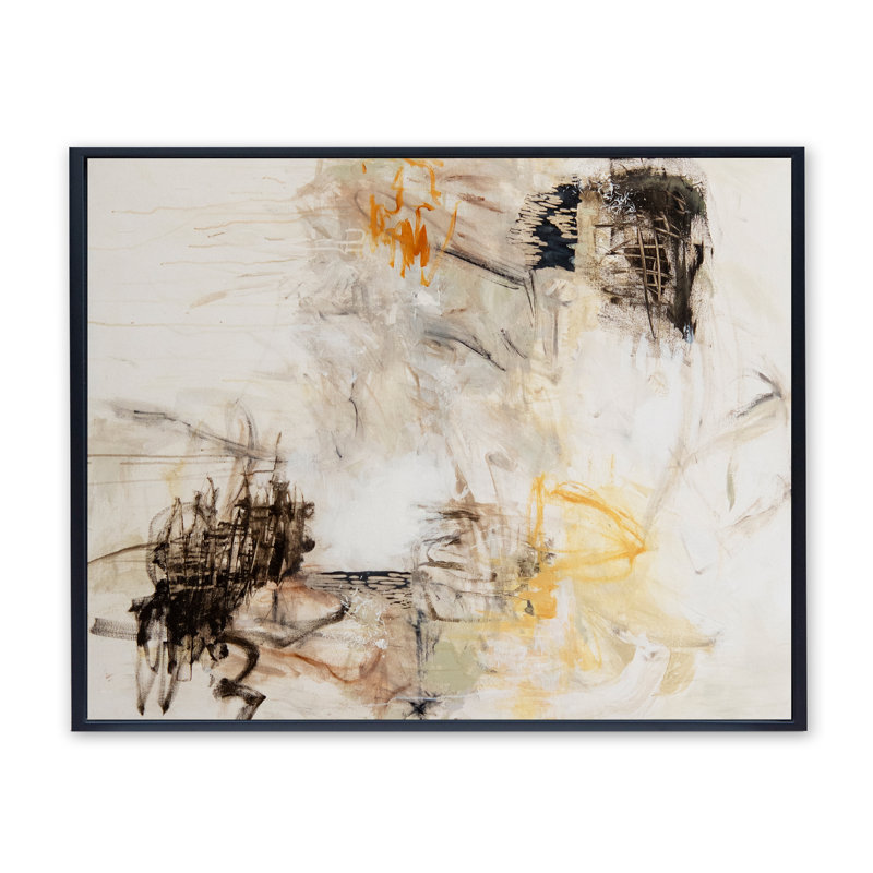 Remaining Neutral Print by Patricia Schwimmer, Black Framed Canvas, 30" H x 40" W x 2.375" D