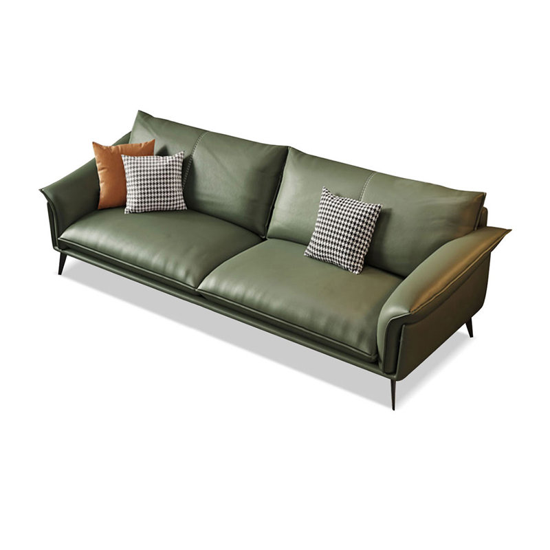 Causeuse-coussin standard en cuir véritable vert, H 34,65 po x l 82,68 po x P 38,58 po