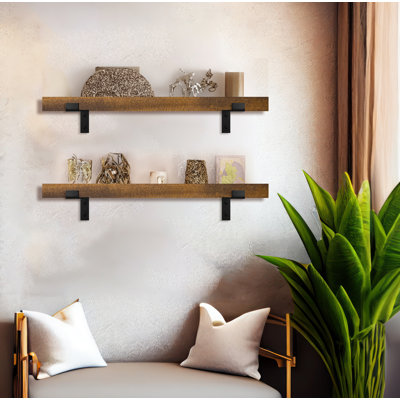 Dellaney 2 Piece Poplar Bracket Shelf