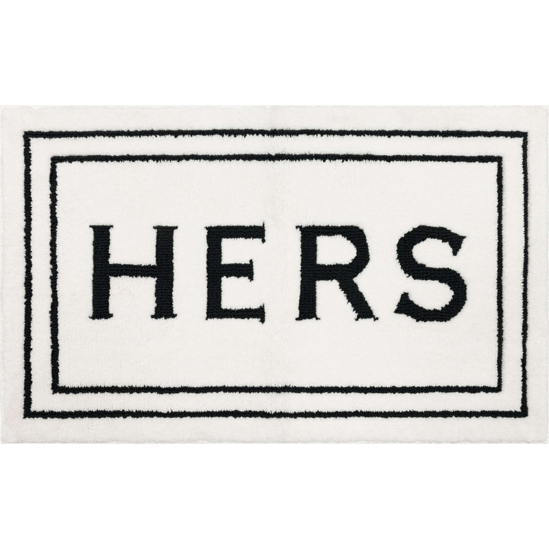 Ghobad Hers Bordered Polyester Machine Washable Bath Rug, Indigo, 17" W x 24" L