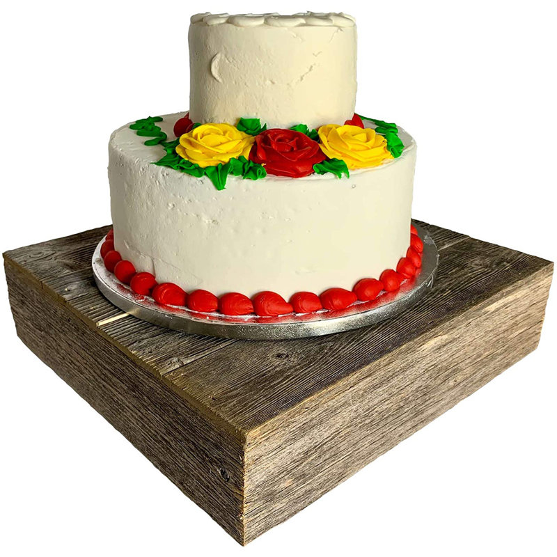 Rustic Gray Reclaimed Wood 15" Square Cake Stand