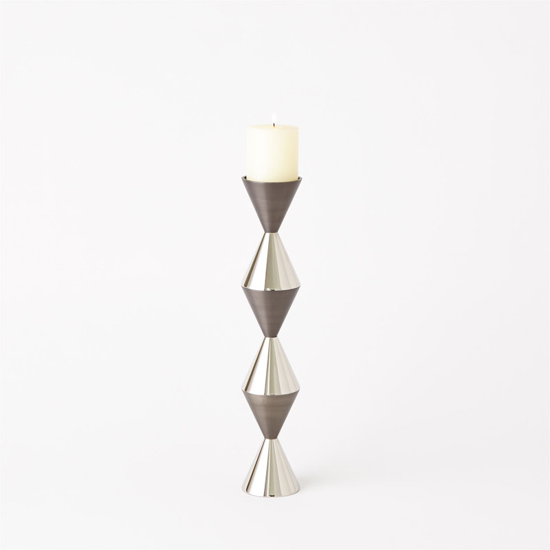 Gunmetal and Nickel 18.38'' Tabletop Brass Candlestick