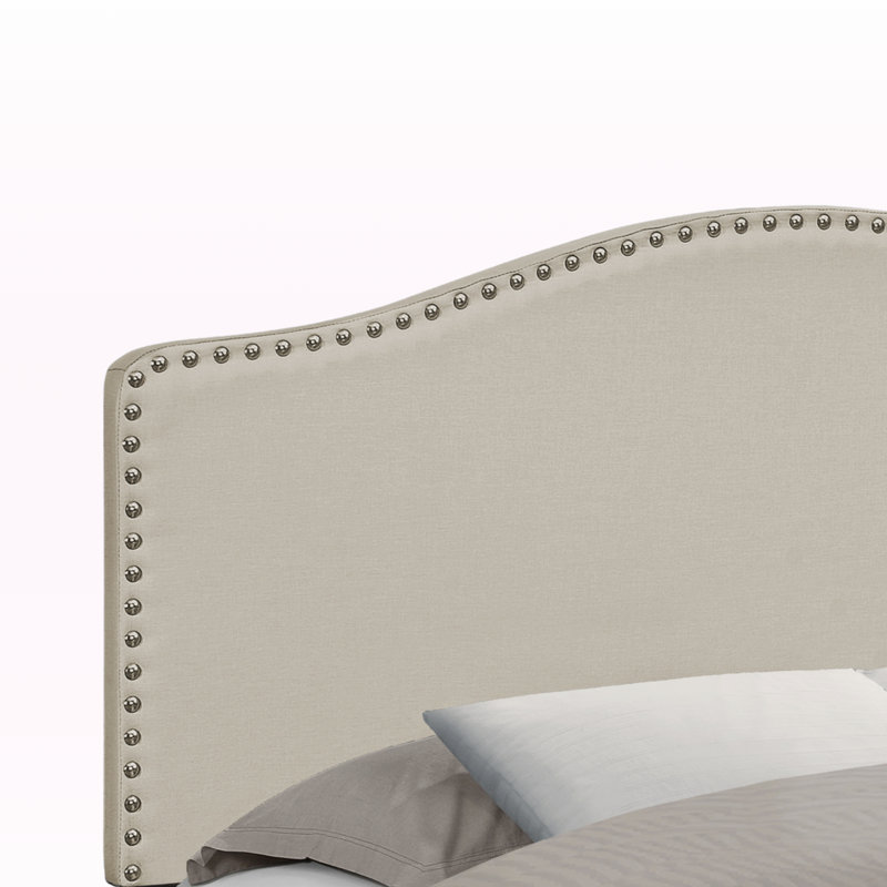 Lit double tapissier Roberto, aspect lin beige, traditionnel, H 50,21 po x l 57,13 po x P 2,88 po