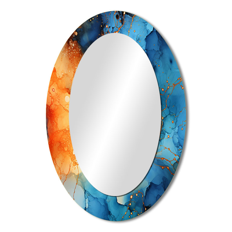 Miroir mural Love Love Turquoise et orange Marble Art I, 36 po x 24 po