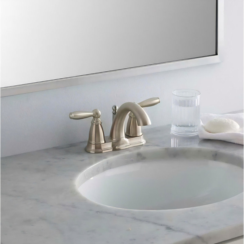 Robinet de salle de bain central avec ensemble de drain Moen Brantford, Nickel brossé