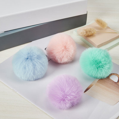 24PCS Faux Rabbit Fur Pom Poms, 2.75 Inch Craft Pom Poms for Knitting, Hats, Scarves and DIY Projects, Purple Blue Pink Green