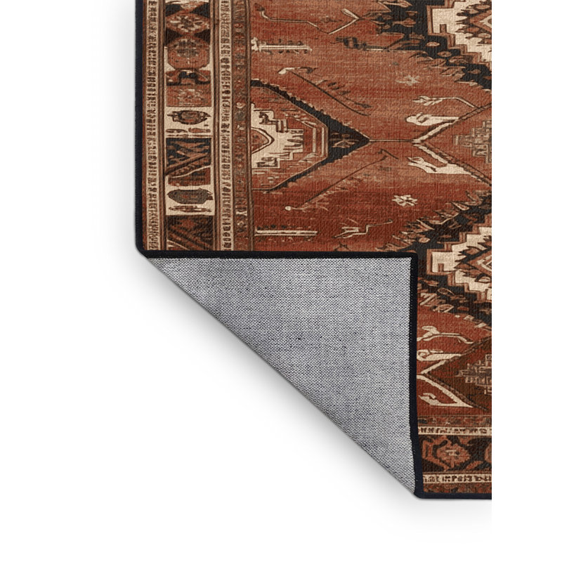 Machine Washable Persian Brown Area Rug, Square 3'