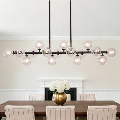 16 - Light Dimmable Bubble Glass Sputnik Modern Linear Chandelier
