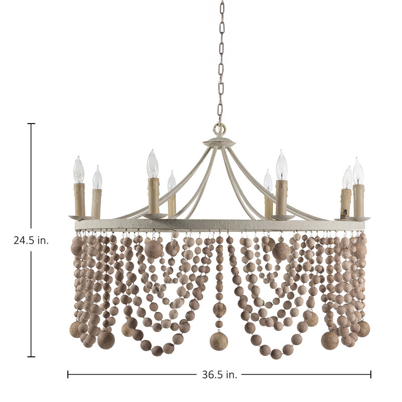 Madeleine 8 - Light Wagon Wheel Chandelier with Beaded Accents