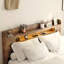 Cadre de lit très grand, cadre de lit plateforme en bois avec tête de lit à DEL avec rangement et 2 ports USB, silencieux, aucun sommier nécessaire et outil d'assemblage facile, grand rangement sous le lit-104243854-104243853