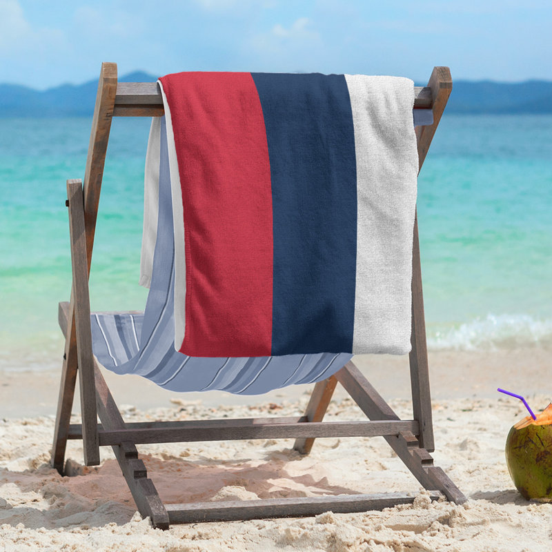 Lightweight Beach Towel, Red/Blue/White, Microfiber