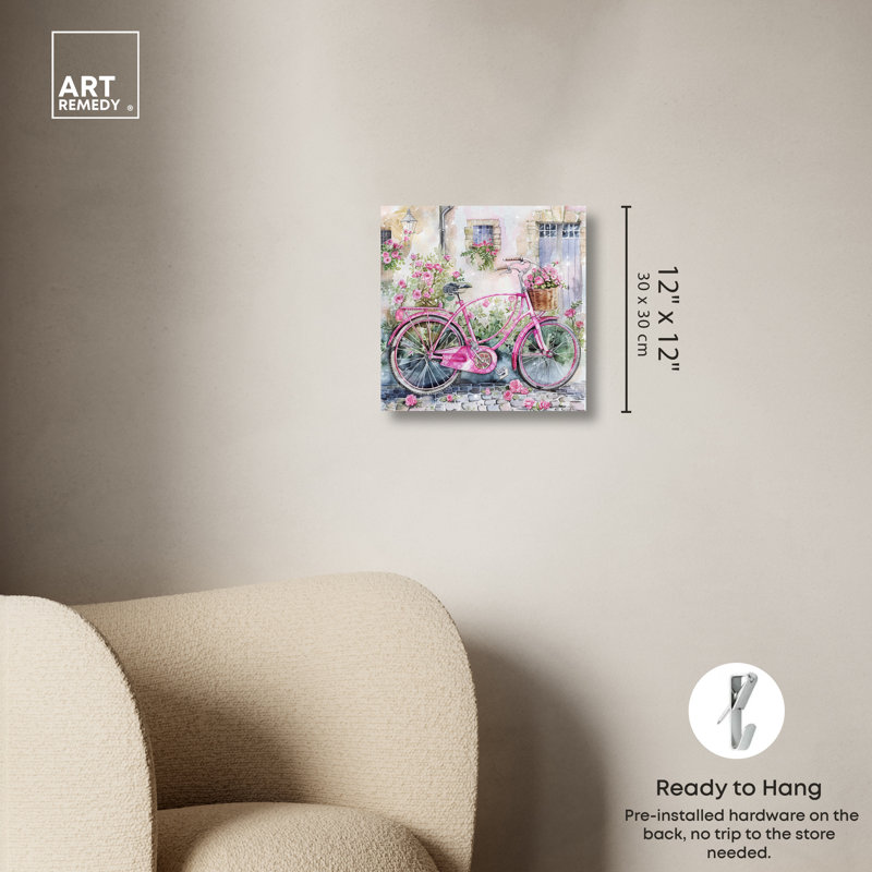 «Glam Bike Chic Farmhouse» par Art Remedy, H 12 po x l 12 po, Toile tendue