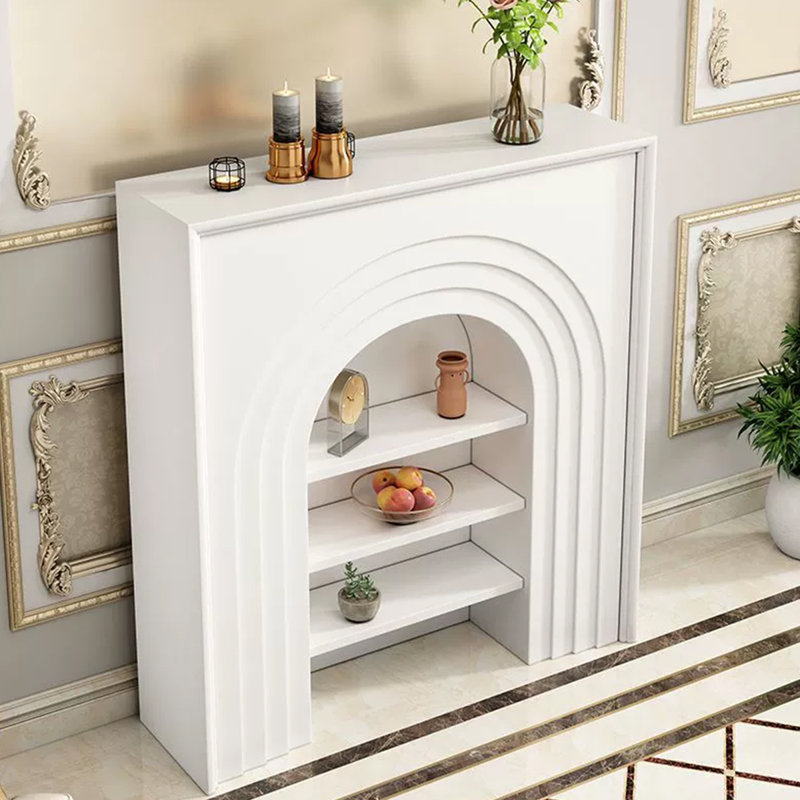 White Manufactured Wood Freestanding Fireplace
