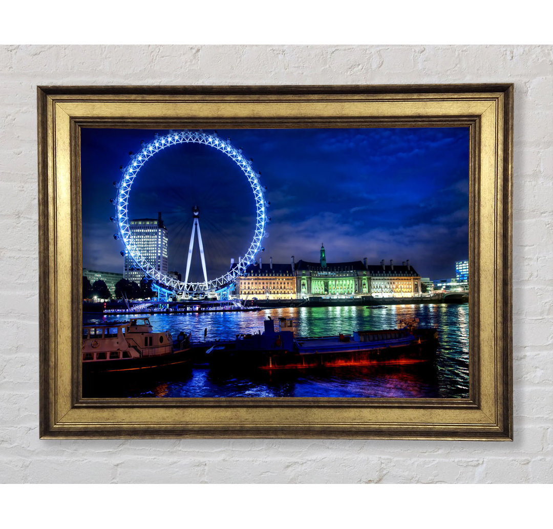 Das London Eye bei Nacht - Einzelne Bilderrahmen Kunstdrucke