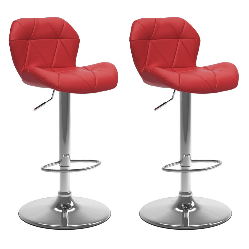 Alcibiades Swivel Upholstered Adjustable Height Counter Stool, Red