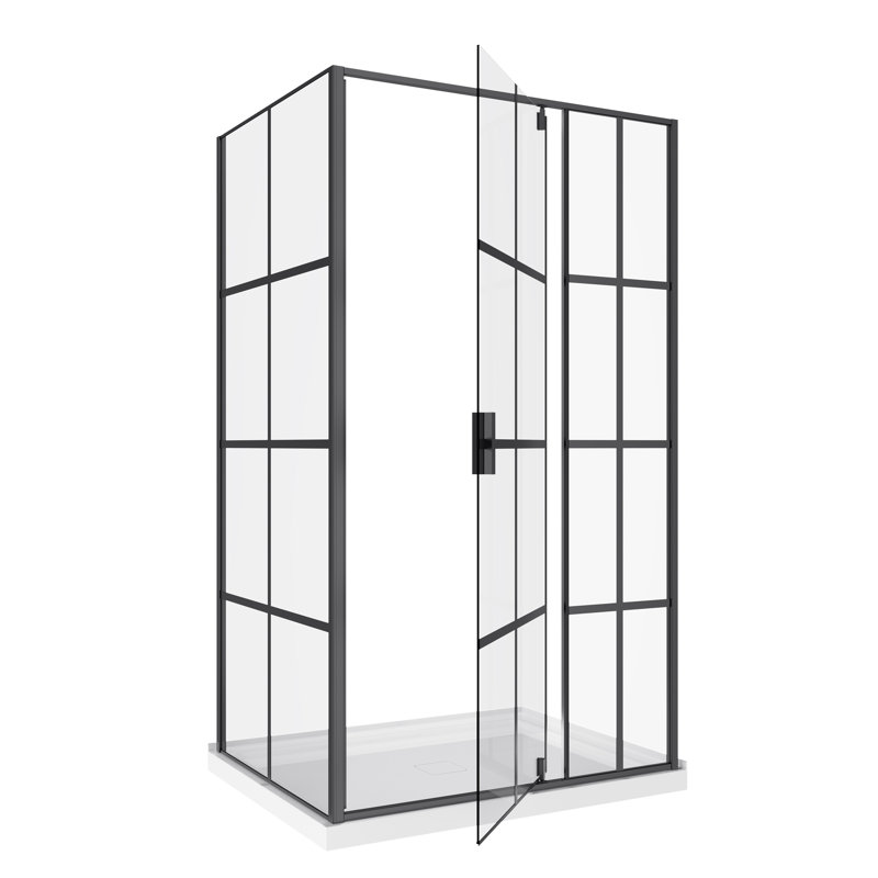 Lanelle 48'' W 75'' H Framed Rectangle Reversible Shower Enclosure