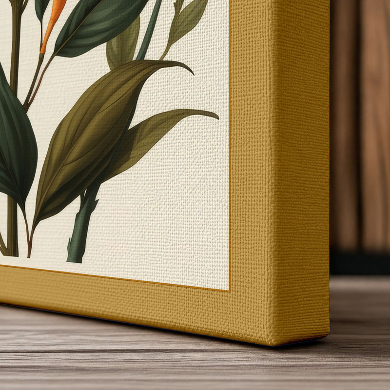 Orange Study Botanical - Wrapped Canvas, 24x16 - 61.0 x 40.6 cm, Ochre Border