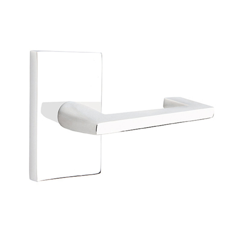 Argos Flat Double Dummy Door Lever with Rectangle Rosette, Bright Chrome, Right