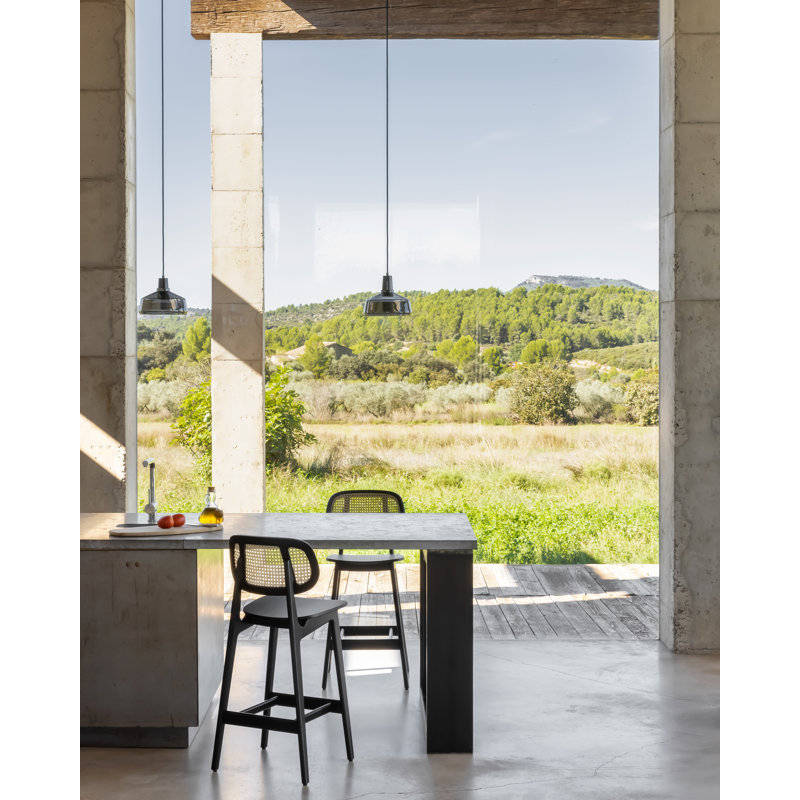 Titus Bar Stool, Black/Natural