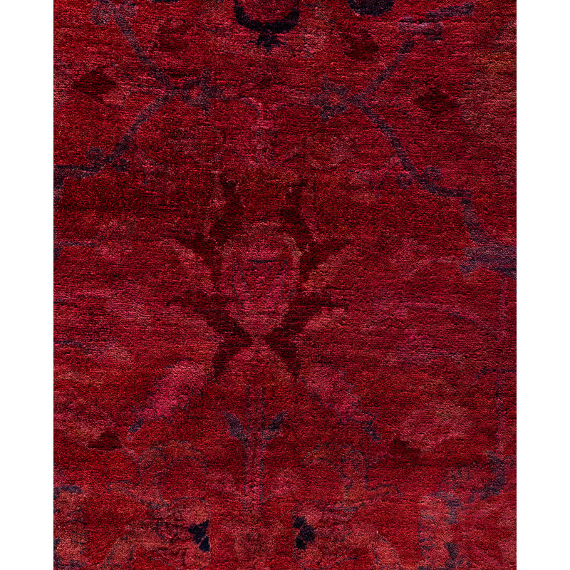Overdyed Hand-Knotted Wool Modern-Contemporary Pink Area Rug 10' 2" x 14' 1"