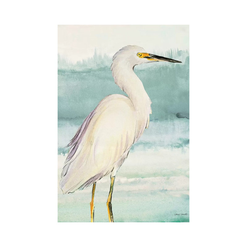Heron On Seaglass II by Lanie Loreth - Wrapped Canvas Painting, 66.04 cm H x 45.72 cm W x 1.91 cm D