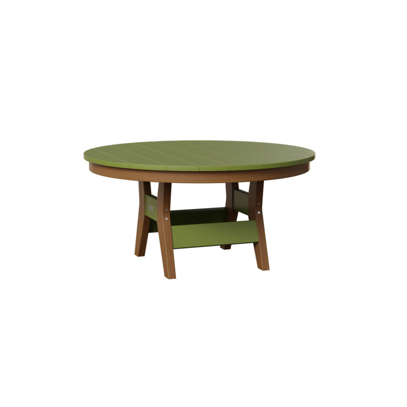 Harbor Outdoor Round Coffee Table, Kiwi Green, Natural Teak