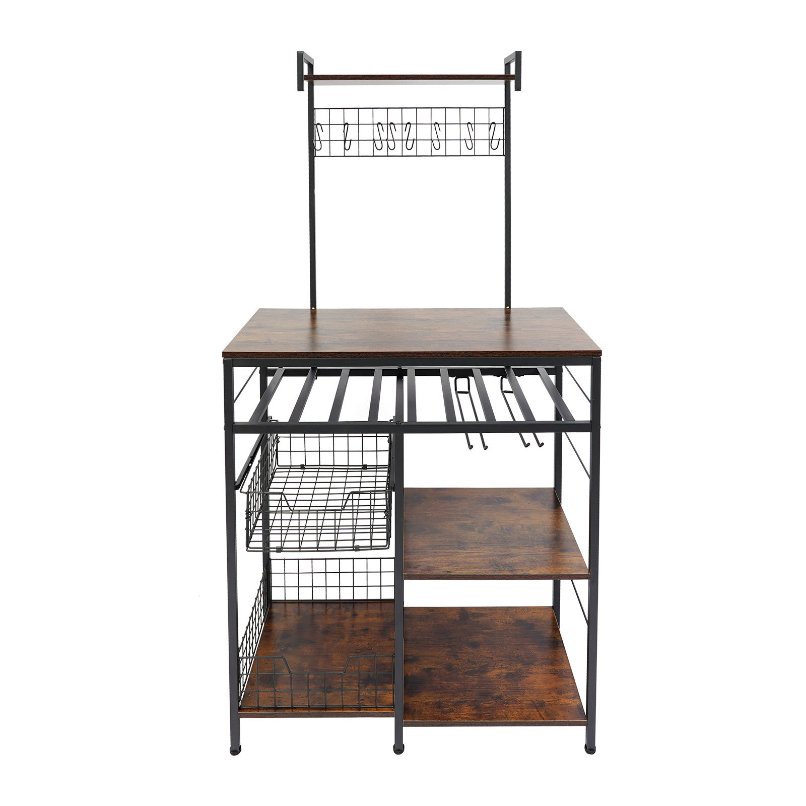 17 Stories Kitchen Storage Rack Utility Storage Shelf With Hooks | Wayfair