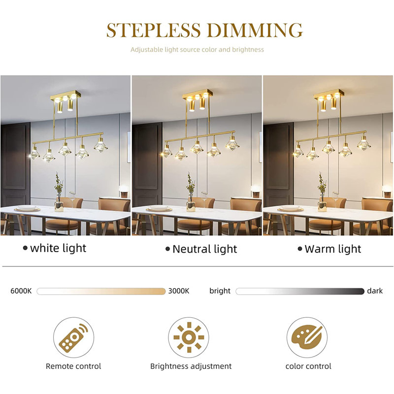 10 - Light Gold LED Kitchen Island Pendant