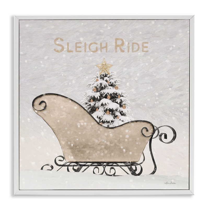 «Sleigh Ride Winter Scene» par Lori Deiter, H 12 po x l 12 po x P 1,5 po, Giclée encadrée blanc bord de mer