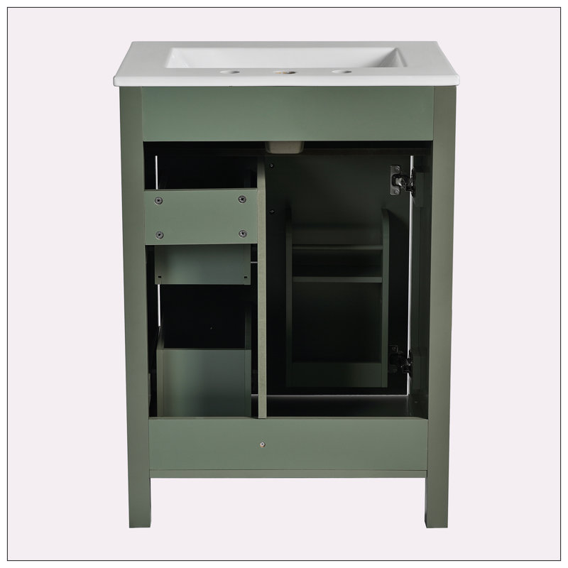 24-Inch Bathroom Vanity with Ceramic Sink, Green