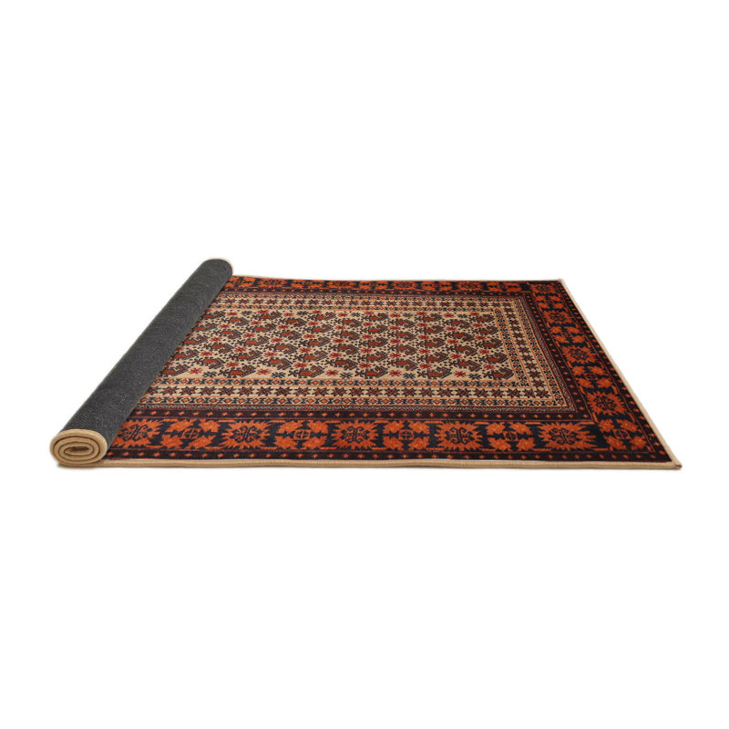 Tapis traditionnel brun / rouge Alandra, Rond 5 pi