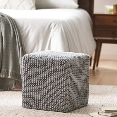 Tabouret tricoté pour les pieds en coton gris - fabriqué à la main, 16,73 pouces de profondeur, large, grand, peu d'entretien, fabriqué en taille de fil, doux et confortable