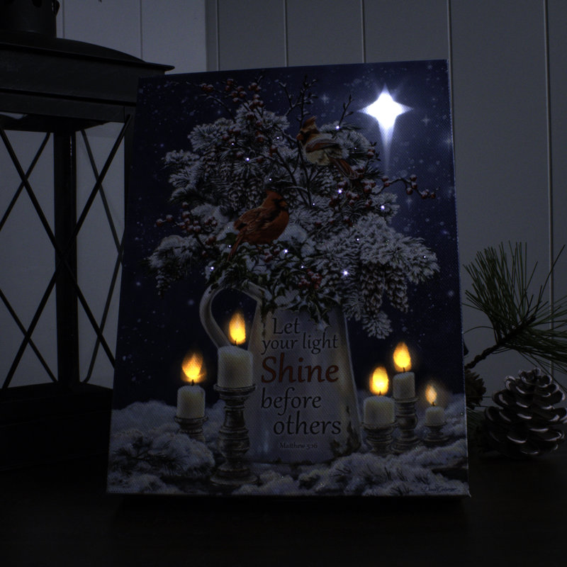 Candle Light Christmas 8x6 Lighted Tabletop Canvas
