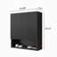 Armoire de salle de bain murale rayée de 26 po avec portes, tablette et compartiment de rangement ouvert au-dessus de la toilette pour salle de bain, cuisine, salle de lavage, couleur noire