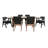 Modern Rectangular Arch Table Woven-Back Dining Set with Barrel-Arm Captain Chairs