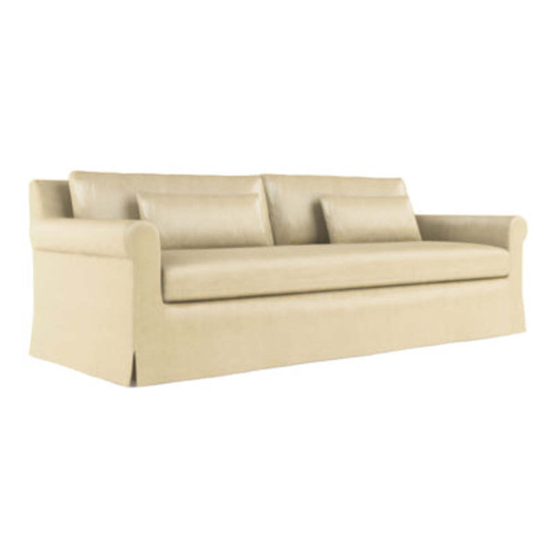 Canapé à accoudoirs arrondis Ludlow, H 34 po x l 96 po x P 42 po, Naturel, Cuir rétro huître