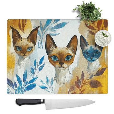 Siamese Cats Vol.2  Glass Chopping Board
