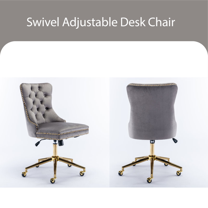 Greydis Velvet Task Chair, Gray
