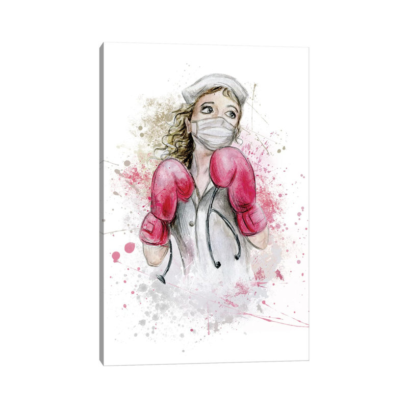 Fighting Nurse I par Ephrazy, reproduction d'art sur toile tendue, H 12 po x l 8 po x P 0,75 po