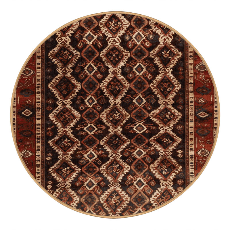 Tapis brun lavable à la machine, Rond 6 pi
