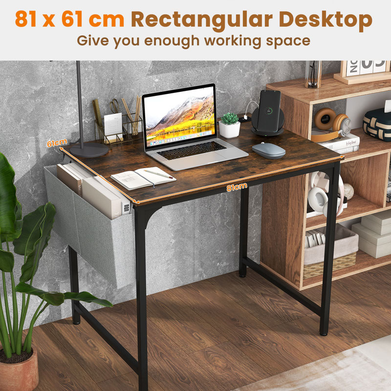 Iron Computer Desk, Brown