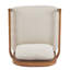 De 2 fauteuils de style Mid-Century avec structure en noyer, dossier et tissu beige pour bureau à domicile 26,6 ", décoration moderne de chambre à coucher-121279203