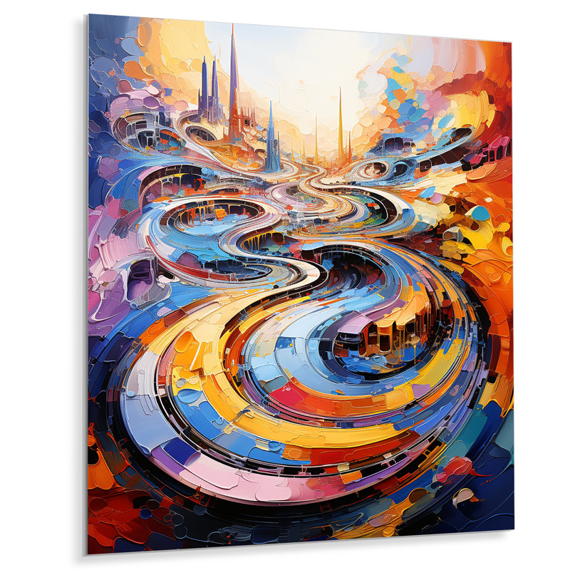«Colorful Race Traces Of Surréalisme Land 2», art mural en métal, H 32 po x l 24 po x P 1 po