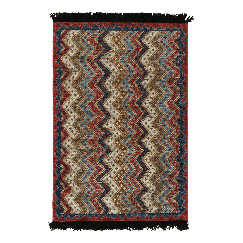 Burano Hand Knotted Wool Geometric Area Rug, Rectangle 10' x 14'