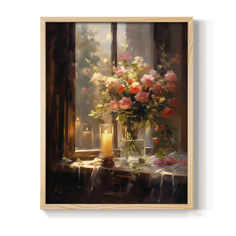 Reproduction encadrée FLORAL Series DCCLXII - bois massif, Naturel, H 11 po x l 9 po