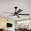 Ventilateur de plafond en bois massif de 52 pouces avec lumière DEL intégrée et télécommande, écoénergétique et élégant