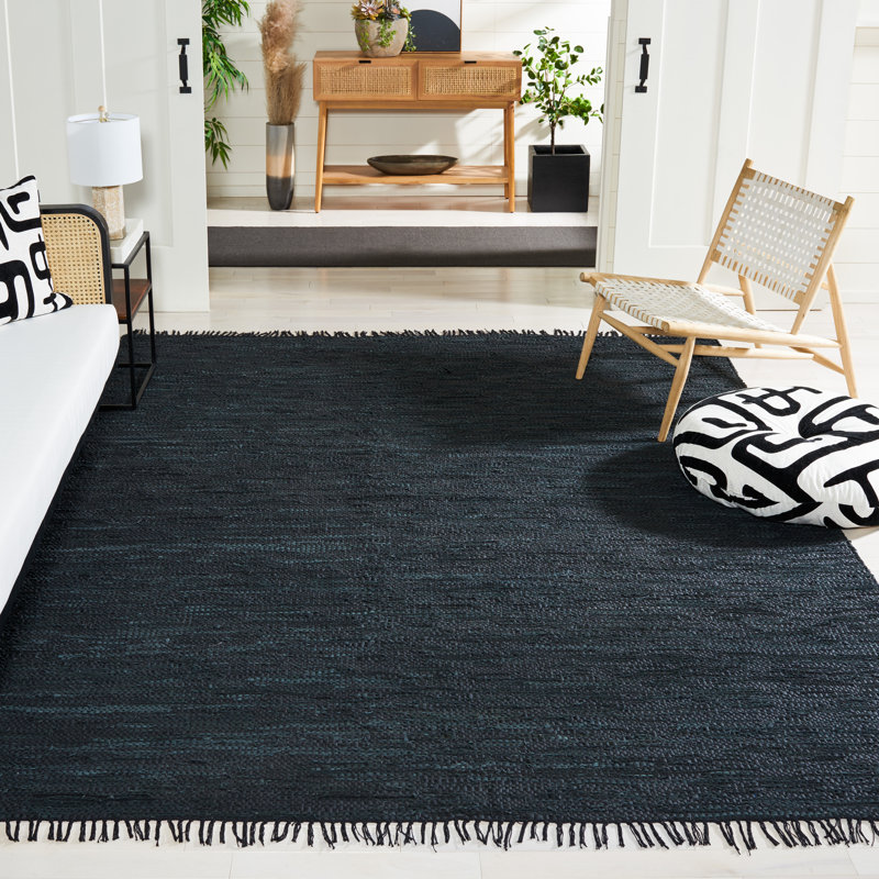 Elle Handmade Flatweave Black Area Rug, Rectangle 8' x 10'