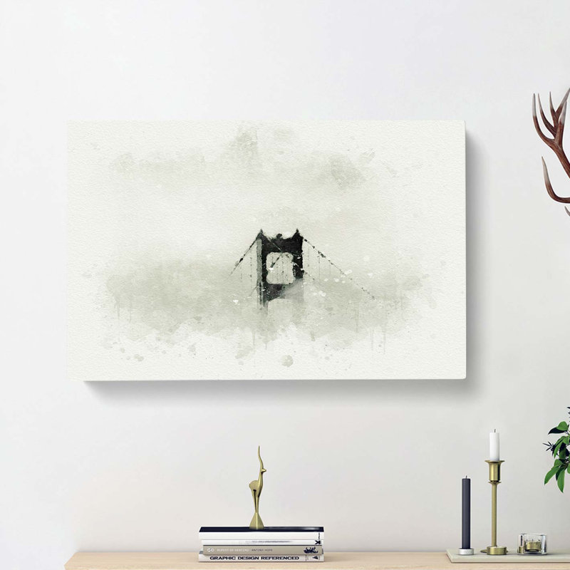Top of the Golden Gate Bridge in Abstract - Wrapped Canvas, 35cm H x 50cm W x 3cm D