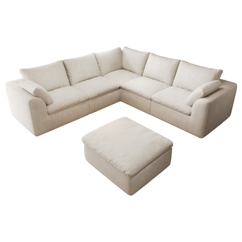 Canapé d'angle modulaire en forme de V avec pouf et assemblage sans outil