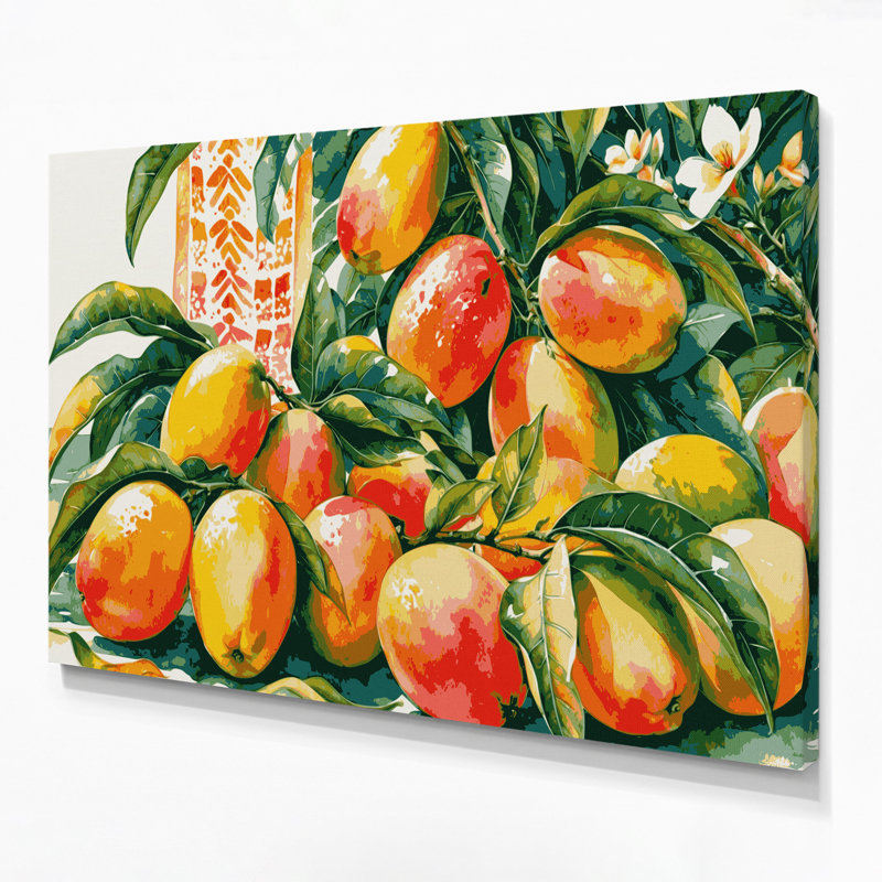 «Hawaiian Mangoes», art mural sur toile brune, H 20 po x l 24 po